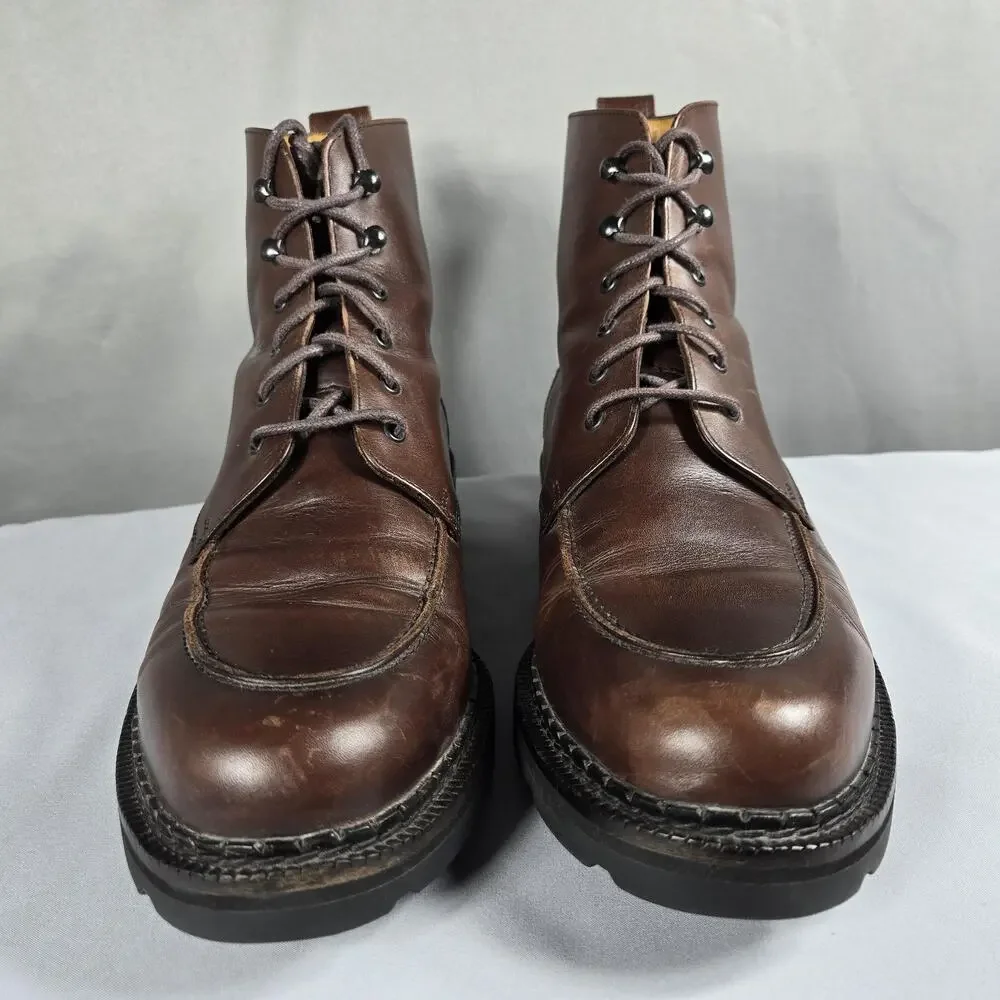 VTG Cole‎ Haan Country 07324 Combat Boots Mens 9.5 Brown Leather Moc Toe Lace Up